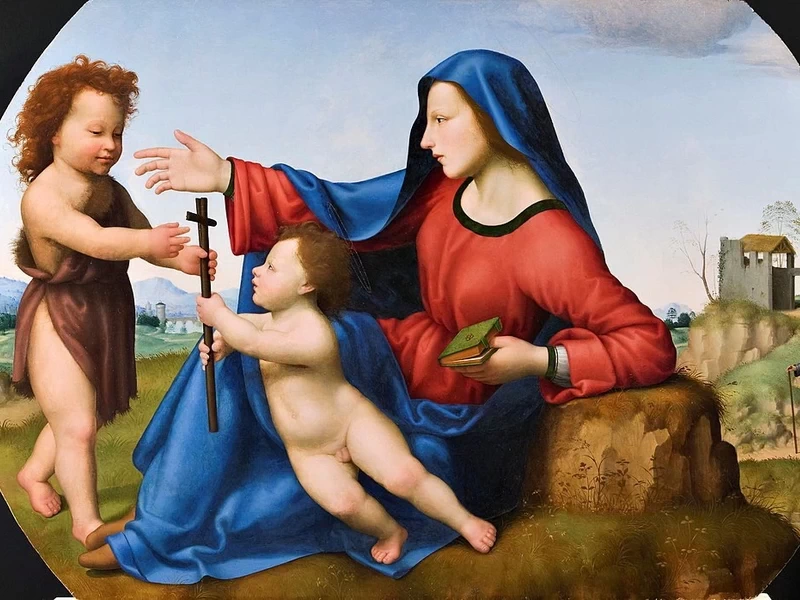1476-Giuliano Bugiardini - Madonna col Bambino Cristo e il piccolo Giovanni Battista- Nivaagaards Malerisamling